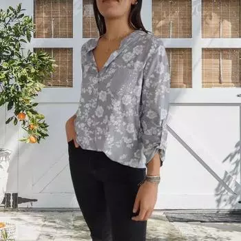 Женская рубашка с принтом, повседневная блузка с длинным рукавом и лацканами, женская однобортная рубашка в уличном стиле S жёлтый