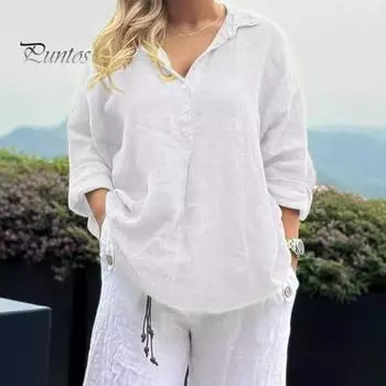 Женская рубашка с пуговицами на лацканах, с полузастежкой, с длинным рукавом, повседневные топы, однотонная свободная рубашка для работы и отдыха S жёлтый