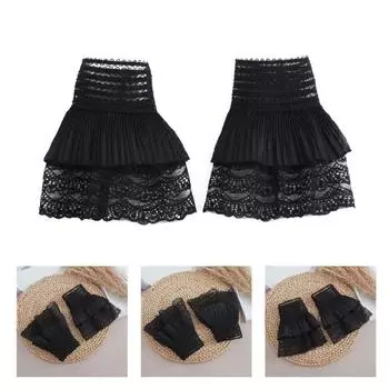 Женская рубашка с рюшами на манжетах и накладными рукавами для девочек-подростков, элегантная рубашка со съемными искусственными рукавами, блузка, топ, модная одежда, аксессуары 1 чёрный