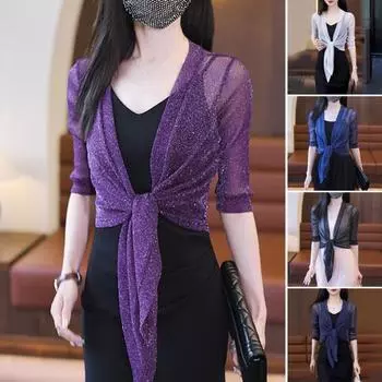 Женская рубашка с солнцезащитным кремом, длинный рукав, однотонный свободный кардиган с солнцезащитным кремом и шнуровкой, дышащее тонкое пальто синий