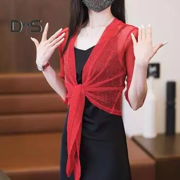 Женская рубашка с солнцезащитным кремом, длинный рукав, однотонный свободный кардиган с солнцезащитным кремом и шнуровкой, дышащее тонкое пальто серый