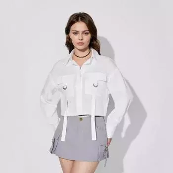 Женская рубашка с V-образным вырезом и длинными рукавами, облегающий топ для женщин S белый