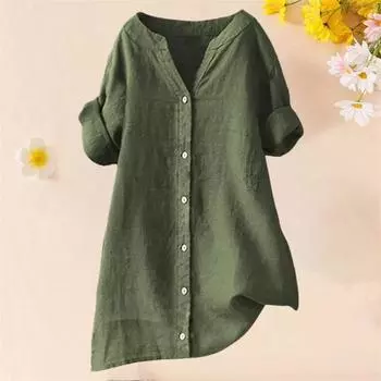 Женская рубашка с V-образным вырезом, коротким рукавом, пуговицами, планкой, рубашка, топы, однотонные M небесно-голубой