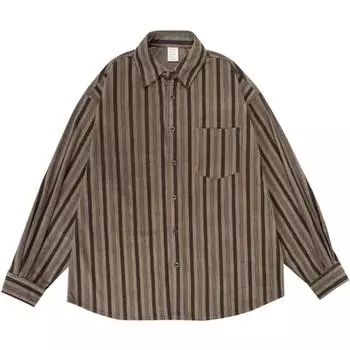 Женская рубашка с вертикальными полосками и длинными рукавами в американском ретро-стиле, свободные женские рубашки, изящная, удобная, повседневная одежда M