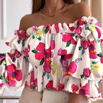 Женская рубашка с вырезом на одно плечо, сексуальная, модная, с длинным рукавом и поясом S белый