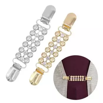 Женская рубашка со стразами и цепочкой без пуговиц, свитер, кардиган, зажим, декор серебряный