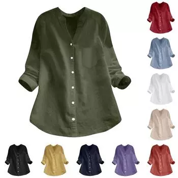 Женская рубашка свободного кроя с длинным рукавом и пуговицами, однотонная, повседневная рубашка M чёрный