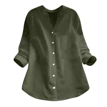 Женская рубашка свободного кроя с длинным рукавом и пуговицами, однотонная, повседневная рубашка S синий