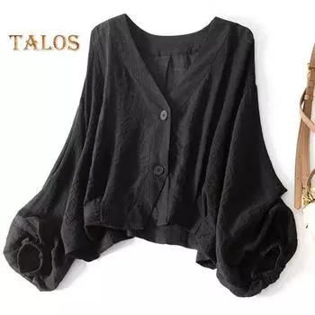 Женская рубашка свободного кроя с V-образным вырезом и длинным рукавом, застежкой на две пуговицы, однотонная рубашка свободного кроя в стиле кэжуал XXL белый