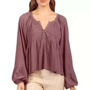 Женская рубашка свободного покроя с V-образным вырезом и длинными рукавами, в стиле кэжуал, с плиссировкой и плетением L розовый