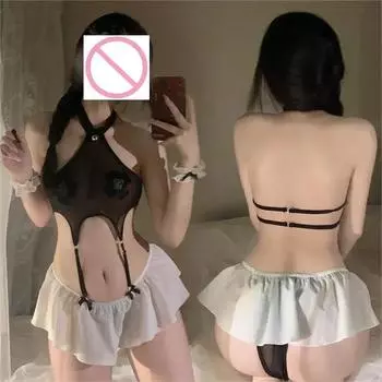 Женская рубашка-учительница, прозрачная рубашка, ночная рубашка, сексуальная униформа секретаря, костюм для косплея, сетчатое платье горничной, комплект одежды для сна для девочек из аниме18 One Size