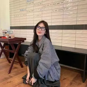 Женская рубашка в черно-белую полоску с длинными лацканами, свободная простая женская блузка с длинными рукавами в корейском стиле, ретро, универсальный топ Lazy Chic S