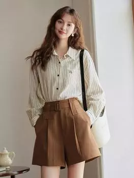 Женская рубашка в полоску Mishow, осень 2023, новая свободная элегантная повседневная одежда во французском стиле, топы MXC41C0099