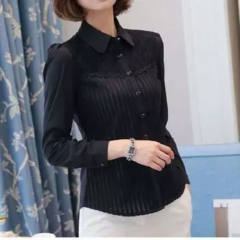 Женская рубашка в полоску с лацканами на весну и лето, повседневная офисная рубашка большого размера 6XL