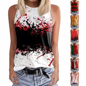 Женская рубашка-жилет с принтом на Хэллоуин, женский свободный повседневный непрерывный жилет L белый