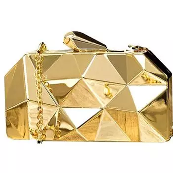 Женская ручная работа Красивый металлический акриловый клатч-коробка кошелек для невесты, повседневный, для вечеринки, свадьбы (Обе стороны совершенно одинаковые) (Золото).