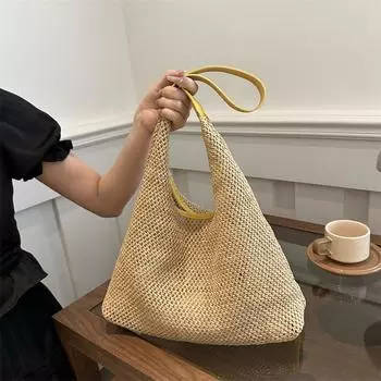 Женская ручная тканая модная сумка Tooxika на одно плечо, сумка-тоут для путешествий на море чёрный