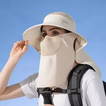 Женская рыбацкая шляпа с крышкой для лица и шеи с большими полями, полой сеткой, анти-УФ солнцезащитным кремом, водонепроницаемая кепка для путешествий на открытом воздухе, кемпинга циан