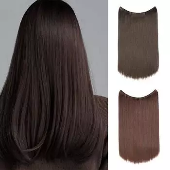 Женская рыбная леска без зажимов в наращивании волос, длинная прямая блондинка, черная синтетическая часть волос YX01-1B