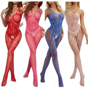 Женская рыболовная сеть, сексуальное нижнее белье Babydoll, одежда для сна с вырезами, плотный боди, комбинезон One Size