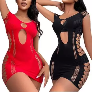 Женская рыболовная сеть, сексуальное нижнее белье Babydoll, одежда для сна с вырезами, плотный боди, комбинезон One Size