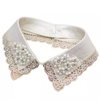 Женская съемная рубашка Colla Fake Collars Pearls Lace Decoration Lace Fal белый