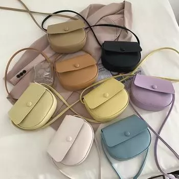 Женская седельная сумка, простая однотонная сумка через плечо из искусственной кожи для подарков на день рождения чёрный