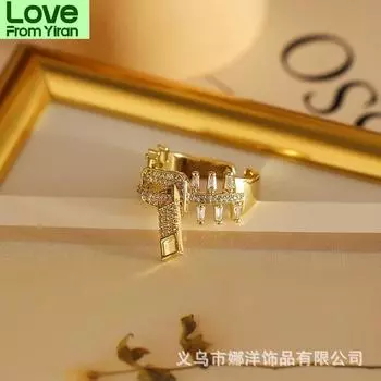 Женская серьга-молния с роскошным цирконом и бриллиантами