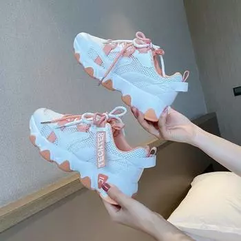 Женская сетчатая дышащая вулканизированная обувь, модные кроссовки, женская обувь, кроссовки на платформе, повседневная обувь для бега, женская обувь 2024 34 зелёный