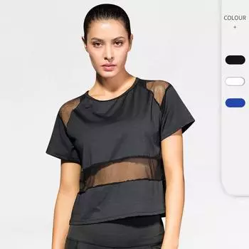 Женская сетчатая одежда для йоги, сексуальная свободная повседневная одежда для бега и фитнеса, быстросохнущая дышащая спортивная блузка S белый