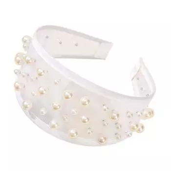 Женская сетчатая повязка на голову с дизайном из искусственного жемчуга, легкая, удобная, широкополая, аксессуары для волос