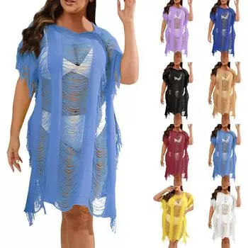 Женская сексуальная блузка с вырезом и разрезом больших размеров, нерегулярная внешняя блузка One Size чёрный