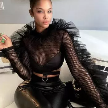 Женская сексуальная черная блузка, рубашка с длинным рукавом и круглым вырезом, сетчатая прозрачная футболка с прозрачным галстуком, персонализированная футболка, топы для клубных вечеринок S чёрный