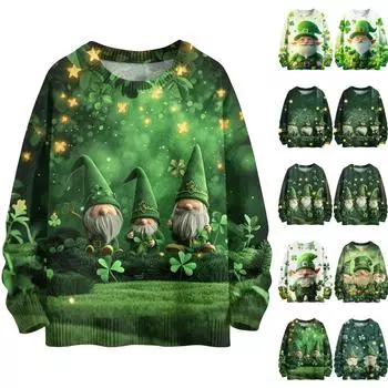 Женская сексуальная драпированная футболка с длинным рукавом и вырезом, облегающий топ с глубоким вырезом, рубашки для выхода в свет. День Патрика XL