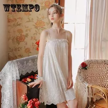 Женская сексуальная кружевная пижама, летняя женская сетчатая кружевная сексуальная ночная рубашка большого размера, ночная рубашка XXXXL