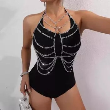 Женская сексуальная многослойная тонкая цепочка модная цепочка для тела с модными аксессуарами сексуальная одежда XS серебряный