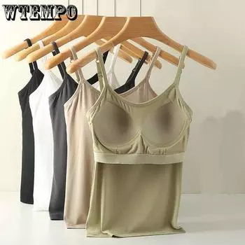 Женская сексуальная мягкая майка со встроенным бюстгальтером, жилет с регулируемым плечевым ремнем, майка, нижняя рубашка M хаки