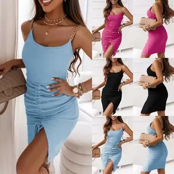 Женская сексуальная облегающая женская летняя вечерняя клубная одежда без рукавов, вечерние платья миди