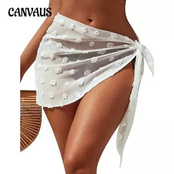 Женская сексуальная пляжная праздничная одежда для отдыха на море, короткая юбка с завязками и разрезом S белый