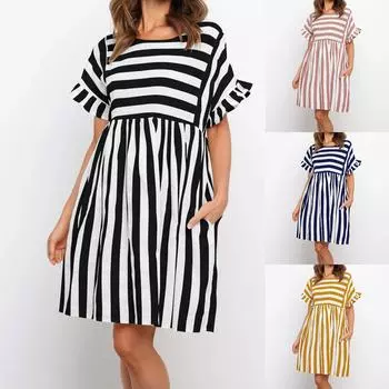 Женская сексуальная полосатая шея с рюшами и строчкой трапециевидной формы XL синий