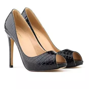 Женская сексуальная рыба голова крокодил узор мелкий рот высокие каблуки повседневная обувь обувь 35 белый