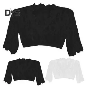 Женская сексуальная прозрачная кружевная блузка-бюстгальтер с V-образным вырезом и длинным рукавом, укороченная кружевная блузка, однотонный тонкий укороченный топ XL чёрный