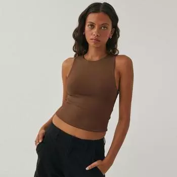 Женская сексуальная рубашка без рукавов с узким низом и круглым вырезом, рабочая майка XS чёрный