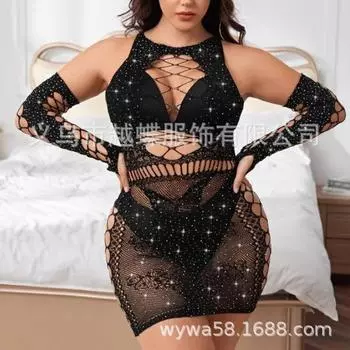 Женская сексуальная сетчатая пижама-соблазнение, чулки для секса, костюм для страсти, ромбовидная униформа, соблазнение T8737 Plus One size (white card + OPP)