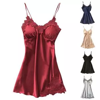 Женская сексуальная соблазнительная короткая юбка, кружевная пижама на слинге Allure, домашняя одежда S красный