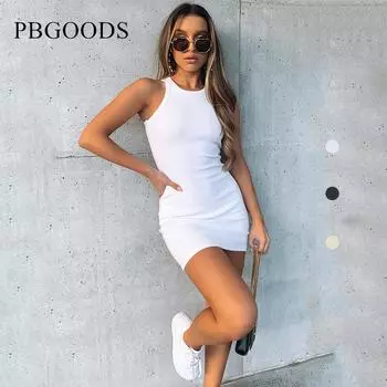 Женская сексуальная юбка без рукавов, простая мода S белый