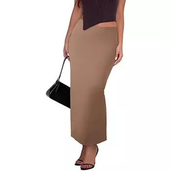 Женская сексуальная юбка макси Повседневные юбки L коричневый