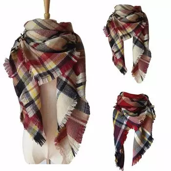Женская шаль, кашемировая клетчатая решетка, шерстяные шарфы, шарф B