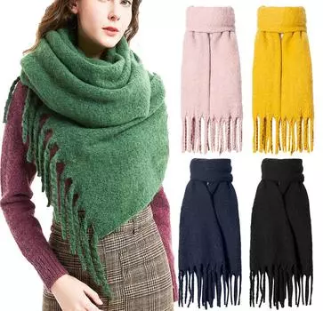 Женская шаль, кашемировая клетчатая решетка, шерстяные шарфы, шарф One Size зелёный