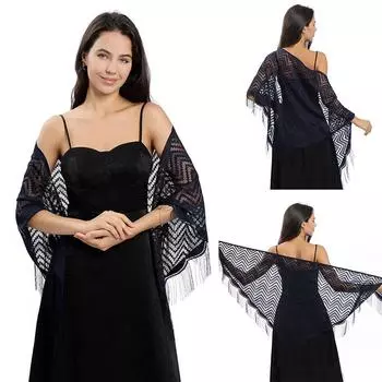Женская шаль, кружевная волна, треугольное вечернее треугольное платье, модное кружевное платье 180*70cm белый